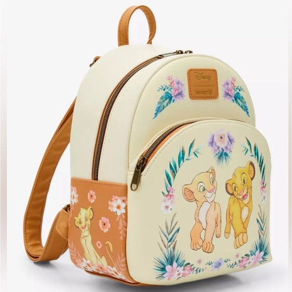 LOUNGEFLY DISNEY THE LION KING SIMBA & NALA FLORAL MINI BACKPACK - Picture 2 of 5